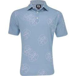 FootJoy Jungle Leaf Print Lisle Self Collar Shirt Polo Short Sleeve Golf Apparel