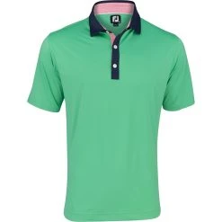 FootJoy Solid W/ Spiral Print Trim Lisle Self Collar Polo Shirt Polo Short Sleeve Golf Apparel