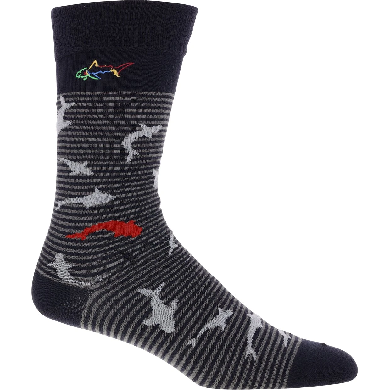 Greg Norman Striped Shark Attack Socks Crew Golf Apparel 1 Greg Norman Striped Shark Attack Socks Crew Golf Apparel
